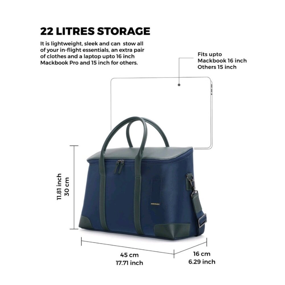Mokobara The Cabin Duffle Work Bag Leather Water Resistant 15" Laptop Blue New - Picture 9 of 15
